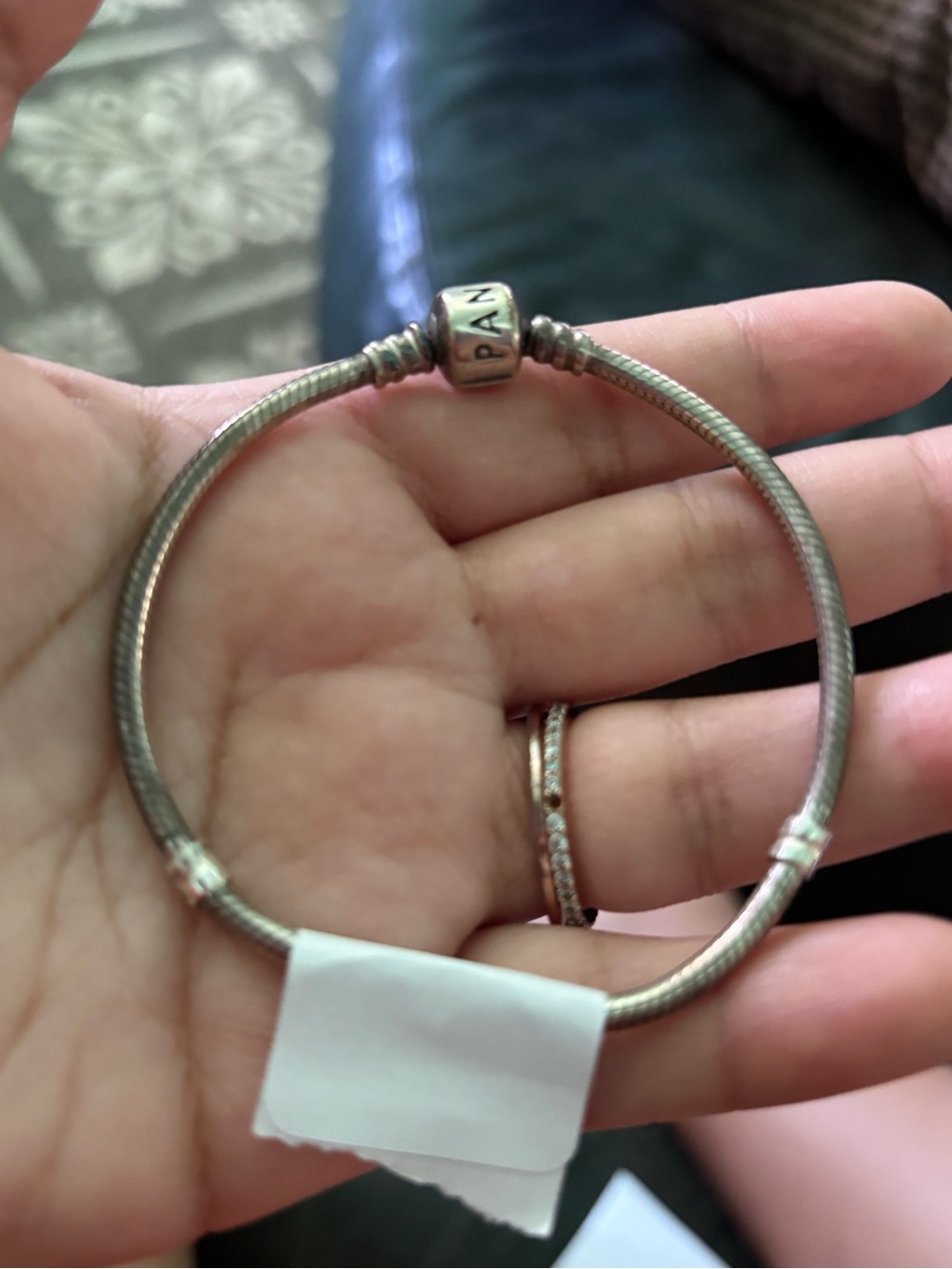 Pandora Silver Tone Snake Chain Charm Bracelet